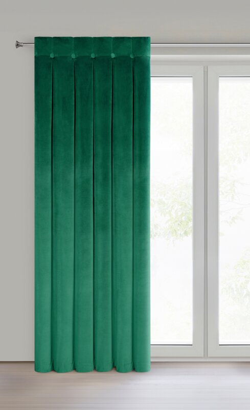 Zasłona gotowa ciemnozielona 140 x 250 cm – zaciemnia pomieszczenie