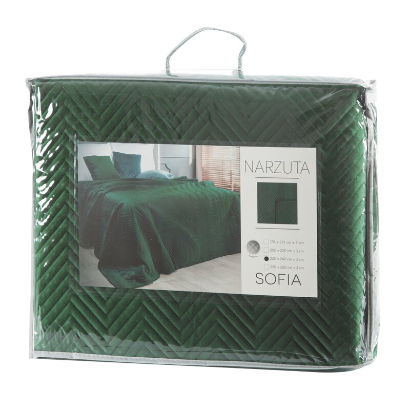 Narzuta velvet ciemnozielona 230 x 260 cm – doda przytulności