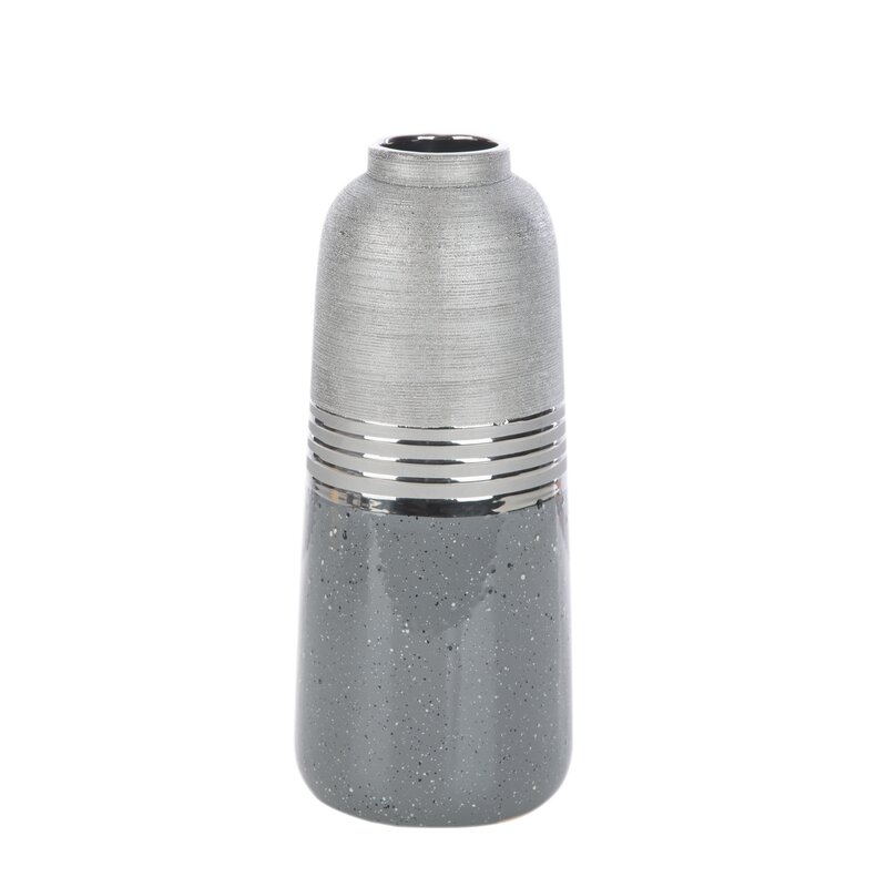 Wazon ceramiczny Neli srebrny fi 15 x 36 cm – na susze i kwiaty