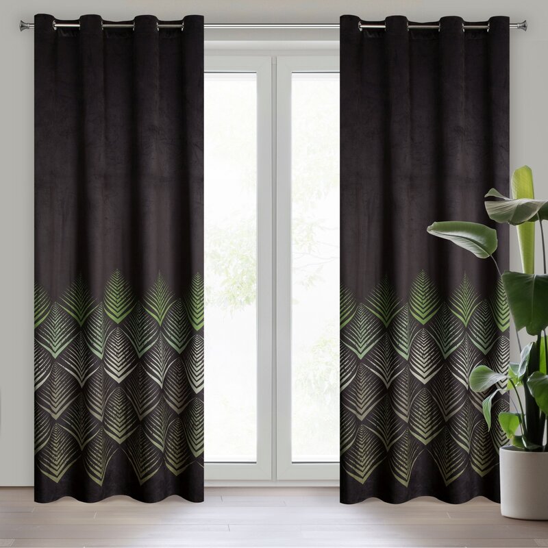 Zasłona gotowa czarna 140 x 250 cm – zaciemniająca welwetowa