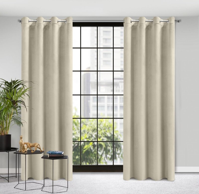 Zasłona gotowa D91 beżowa 140 x 250 cm – tworzy półmrok