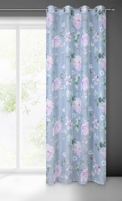 Zasłona gotowa Flora popielata 140 x 250 cm – subtelnie filtruje światło