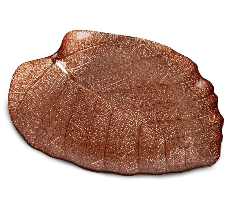 Patera szklana Emma miedziana 28 x 25 x 2 cm – elegancka dekoracja
