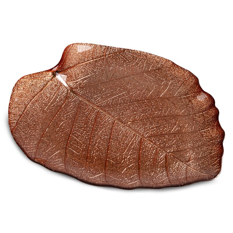 Patera szklana Emma miedziana 28 x 25 x 2 cm – elegancka dekoracja