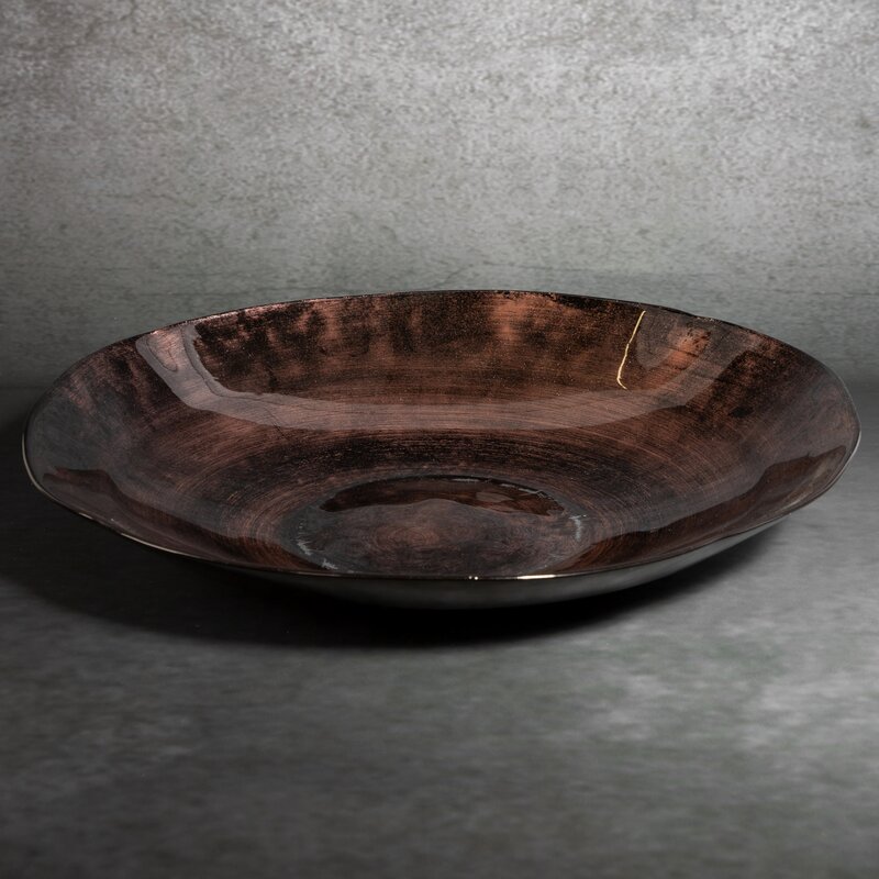 Szklana patera Pati brązowa 38 x 7 cm – idealna na owoce