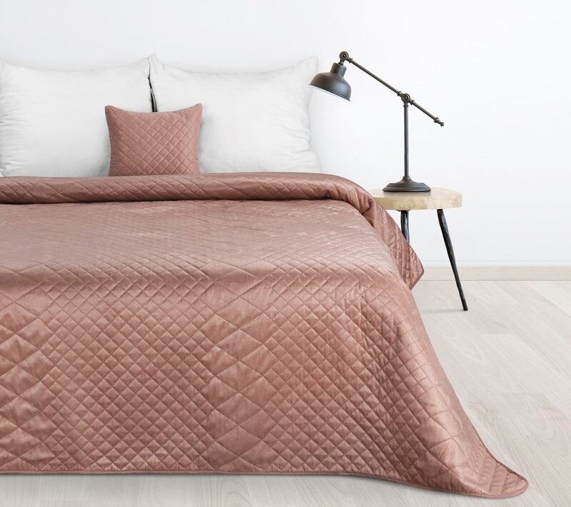 Narzuta welurowa D91 Luiz 3 pudrowy róż 170 x 210 cm – miękka i przytulna