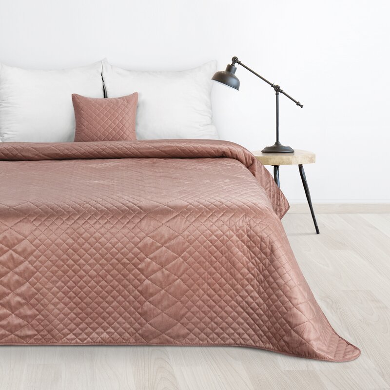 Narzuta welurowa D91 Luiz 3 pudrowy róż 170 x 210 cm – miękka i przytulna