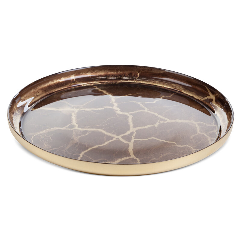 Patera szklana Suzi złota fi 28 x 2 cm – elegancka dekoracja