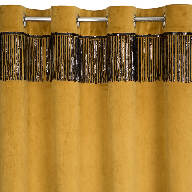 Zasłona gotowa Jasper złota 140 X 250 cm – welwetowa z cekinami