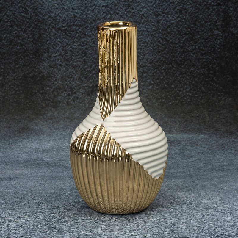 Wazon ceramiczny Rakel beżowy 12 x 23 cm – na suszone kwiaty
