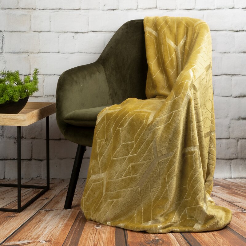 Koc flanelowy Ginko złoty 150 x 200 cm – bardzo miękki