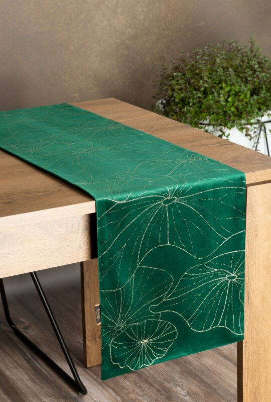 Obrus błyszczący ciemnozielony 35 x 220 cm – doda blasku stołu
