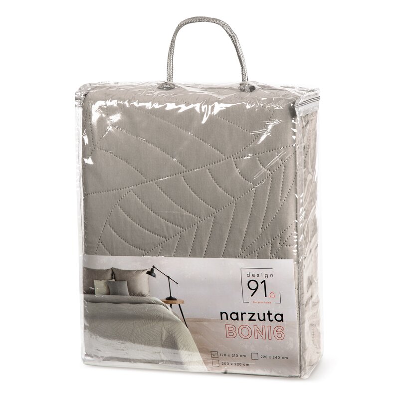 Narzuta z mikrofibry BONI 6 srebrna 170 X 210 cm – z delikatnym wzorem
