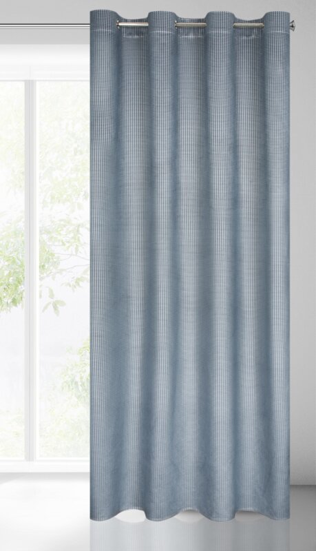 Zasłona gotowa Darcy granatowa 140 X 250 CM – z wzorem pepitki