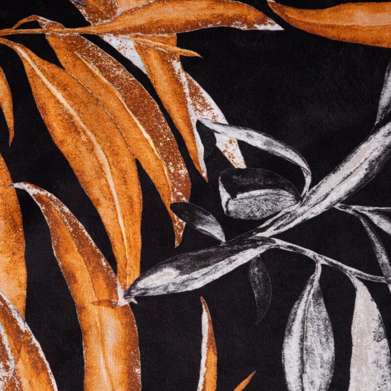 Zasłona gotowa Zoja czarna 140 X 250 cm – welwet z botanicznym wzorem