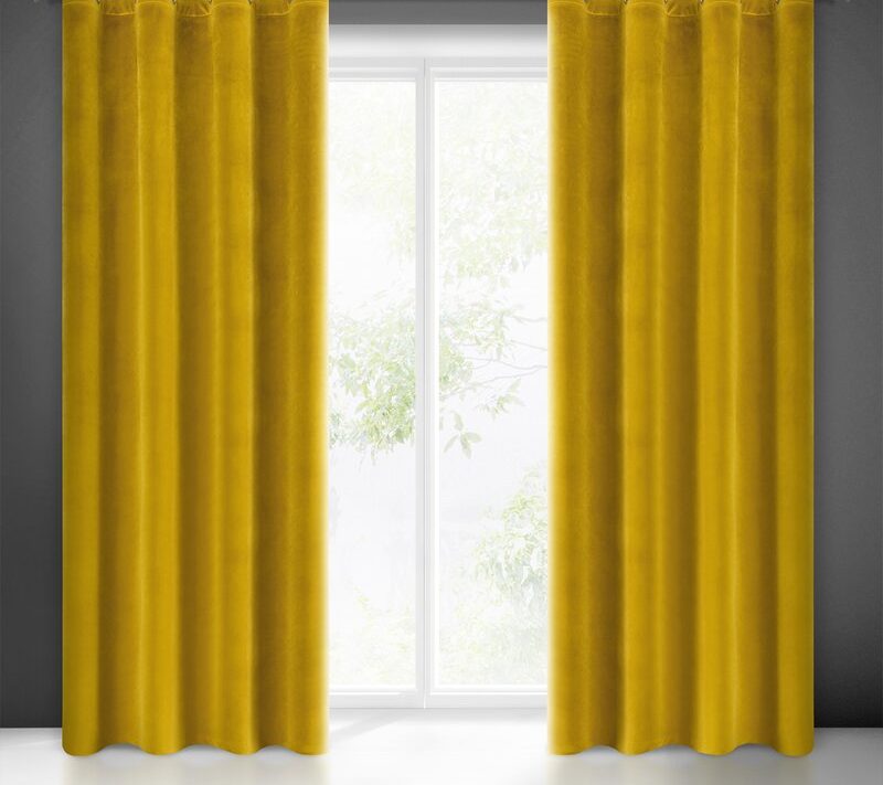 Zasłona gotowa Samanta musztardowa 140 x 250 cm – zaciemnia pomieszczenie