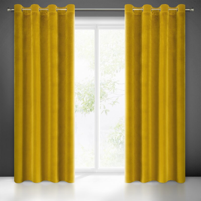 Zasłona gotowa Samanta musztardowa 140 x 250 cm – zaciemnia pomieszczenie