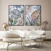 Obraz ręcznie malowany z motywem liści zielony 60 X 80 cm – wnosi naturalny akcent