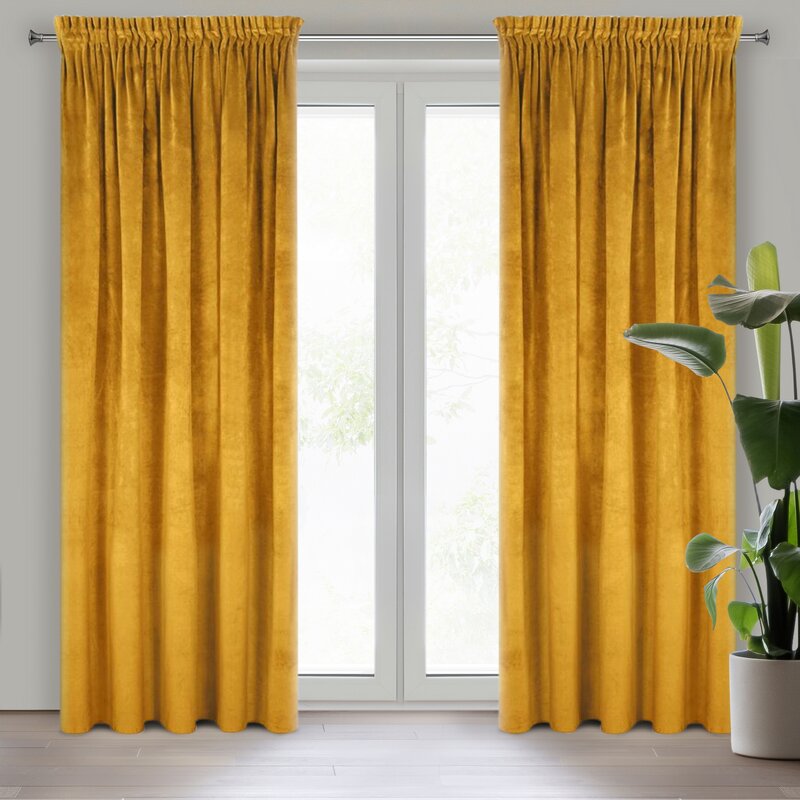 Zasłona gotowa Villa musztardowa 140 X 270 CM – miękki welwet