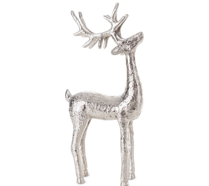 Figurka świąteczna srebrna 16 x 6 x 39 cm – metalowa dekoracja