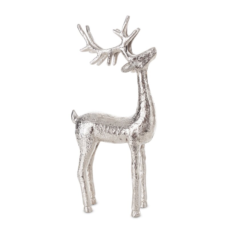 Figurka świąteczna srebrna 16 x 6 x 39 cm – metalowa dekoracja