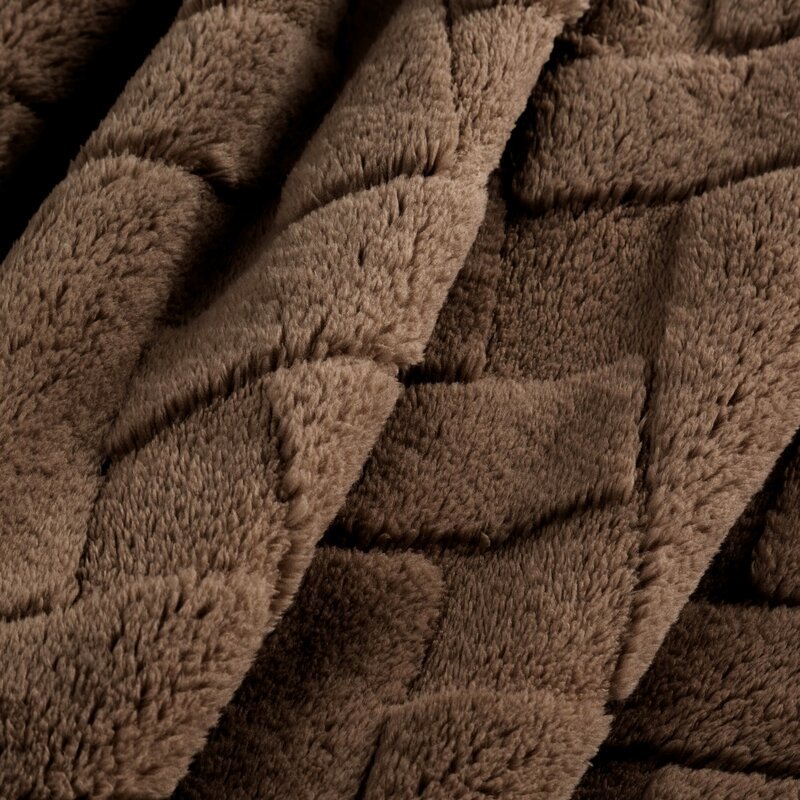 Koc flanelowy D91 CARO ciemnobrązowy 200 x 220 cm – dodaje ciepła