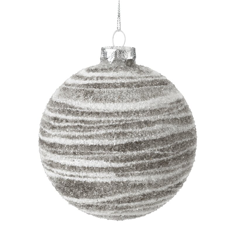 Bombka szklana choinkowa beżowa 10 cm – chropowata struktura