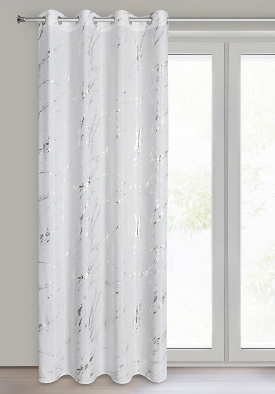 Zasłona gotowa LANI biała 140 X 250 cm – z błyszczącym nadrukiem