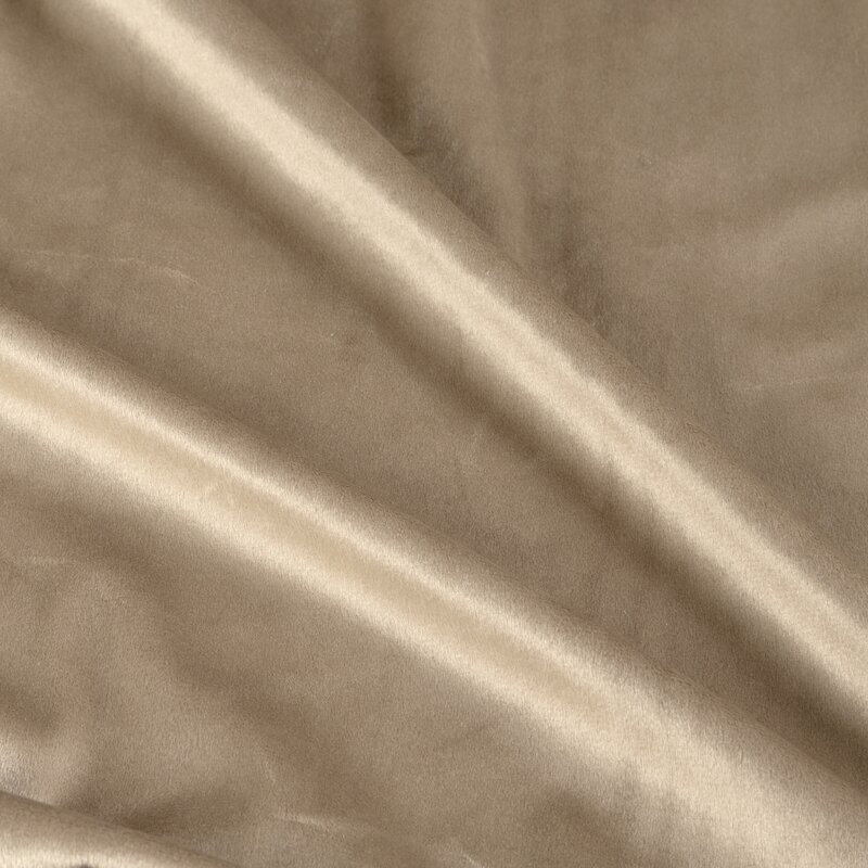 Zasłona gotowa welwetowa Aura z falbanami ciemnobeżowa 140 X 250 cm – miękki welwet