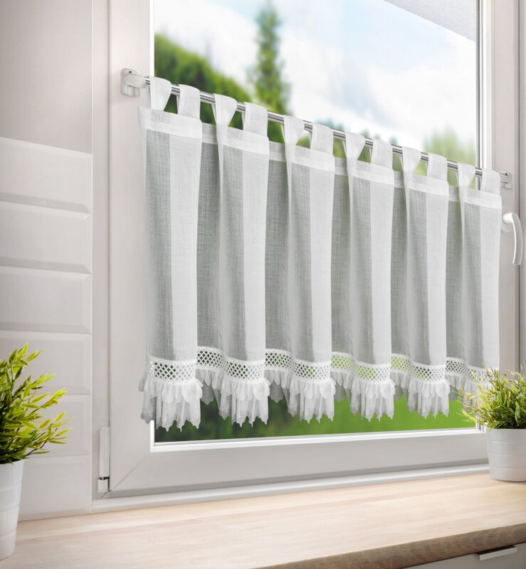 Firana gotowa na szelkach biała 150 x 60 cm – rozjaśnia wnętrze