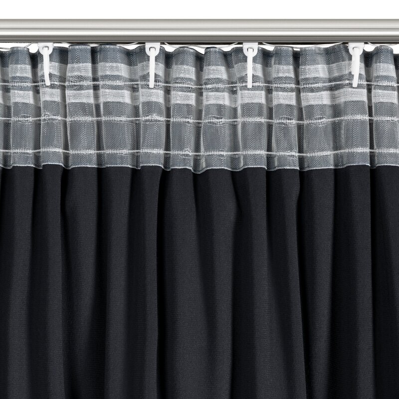 Zasłona gotowa Carli czarna 140 X 250 cm – welwetowa z falbanami