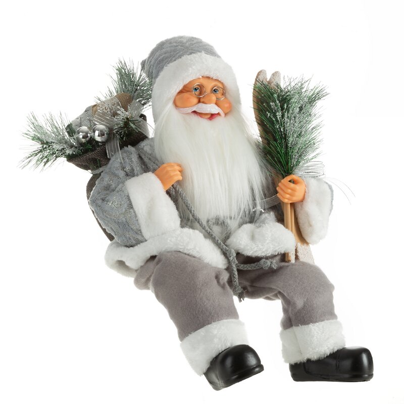 Figurka bożonarodzeniowa Mikołaj srebrny 27 x 16 x 40 cm – stylowa dekoracja