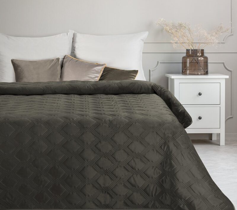 Narzuta velvet stalowa 200 x 220 cm – dodaje przytulności