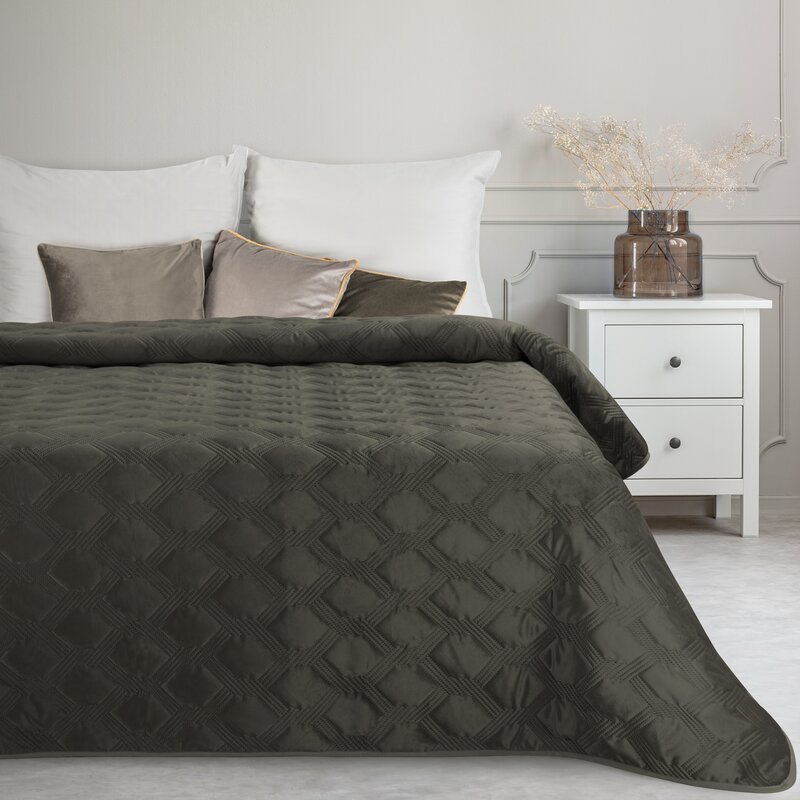 Narzuta velvet stalowa 200 x 220 cm – dodaje przytulności