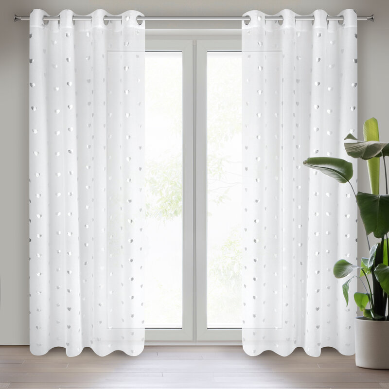 Firana gotowa Benay biała 140 X 250 CM – z delikatnym nadrukiem
