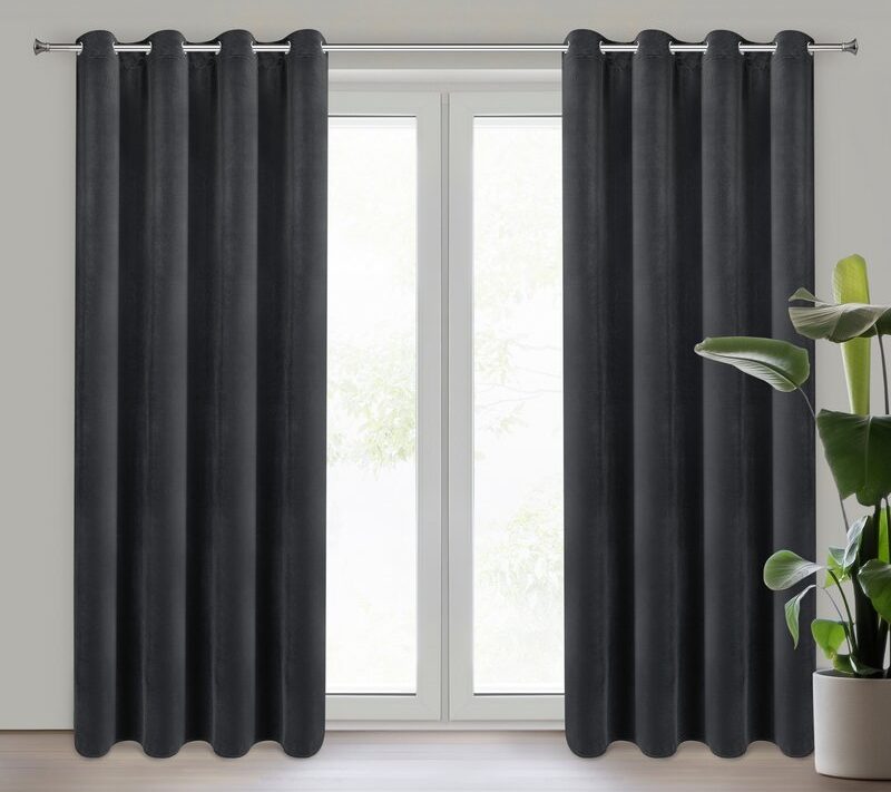 Zasłona gotowa Nita czarna 140 x 250 cm – pełne zaciemnienie
