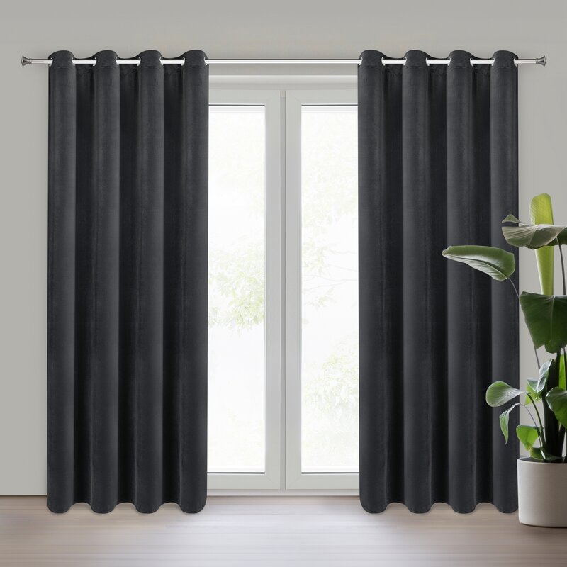 Zasłona gotowa Nita czarna 140 x 250 cm – pełne zaciemnienie
