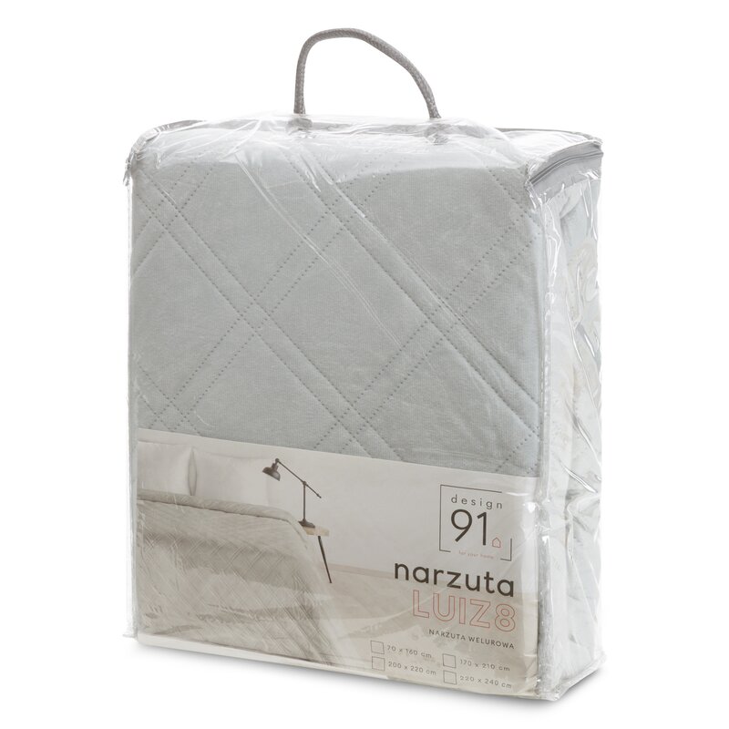 Narzuta welurowa D91 Luiz 8 srebrna 220 x 240 cm – stylowe okrycie łóżka