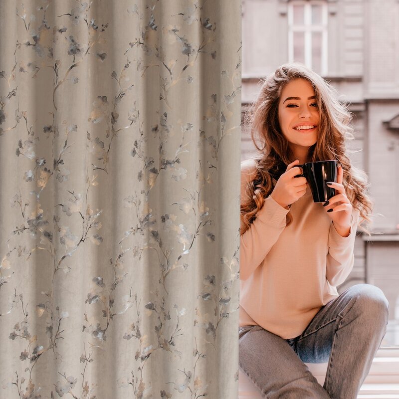Zasłona gotowa Selena beżowa 140 X 270 CM – miękki welwetowy blask