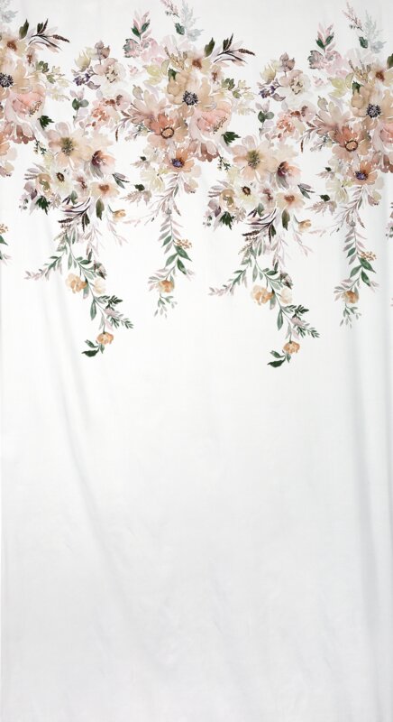 Zasłona gotowa Avery biała 140 X 250 cm – z kwiatowym wzorem