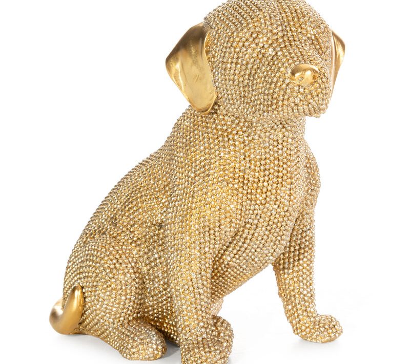 Figurka ceramiczna szczeniak złoty 14 x 9 x 16 cm – doda blasku wnętrzu