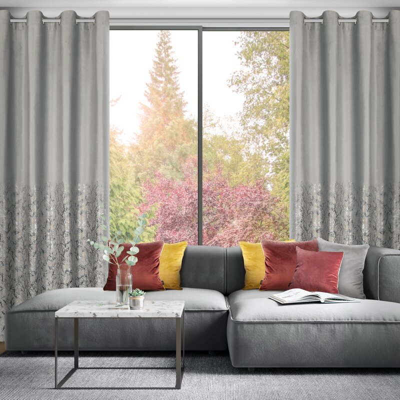 Zasłona gotowa srebrna 140 x 250 cm – zaciemniająca welwet