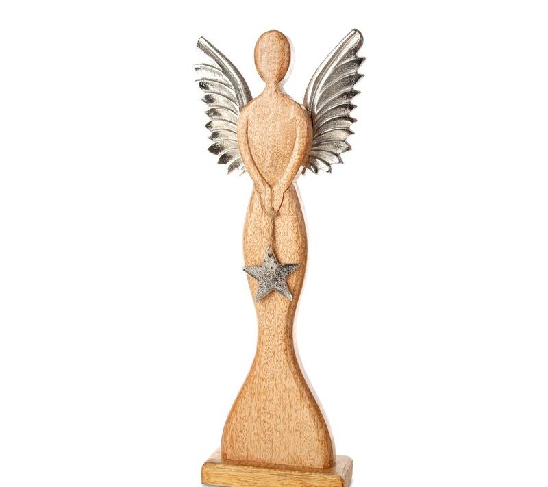Figurka świąteczna brązowa 19 x 7 x 47 cm – dekoracja z drewna