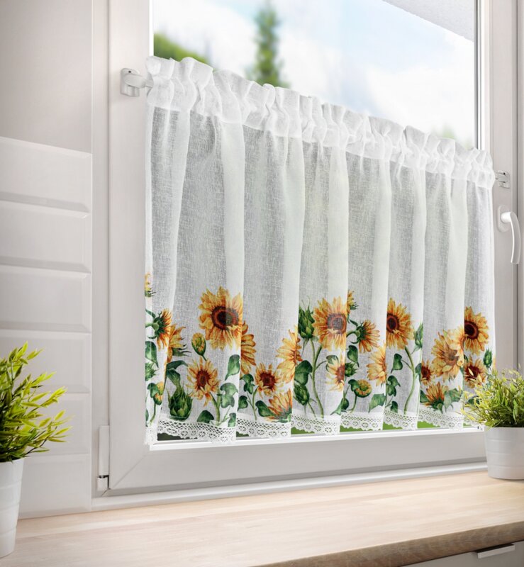Zazdrostka gotowa Helia biała 150 X 60 cm – radosny motyw słoneczników