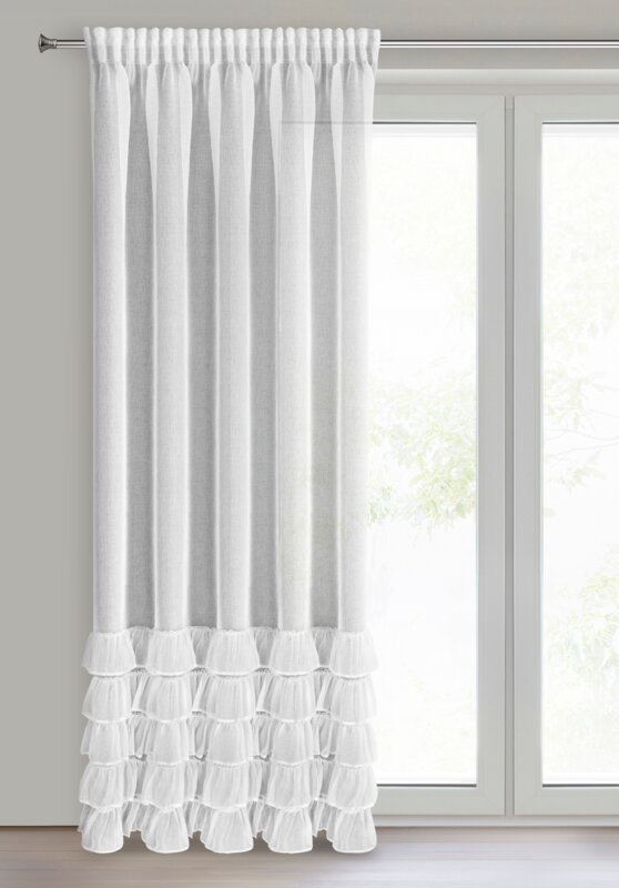 Firana gotowa DANI 1 biała 140 X 250 cm – z falbankami, lekka