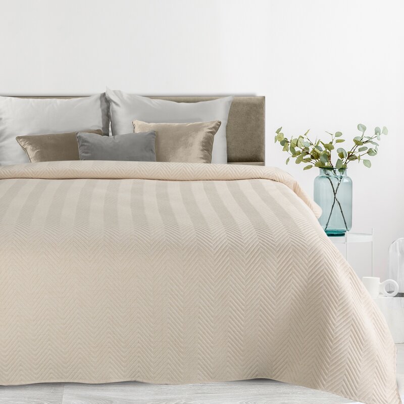 Narzuta len kremowa 170 x 210 cm – ochrona pościeli