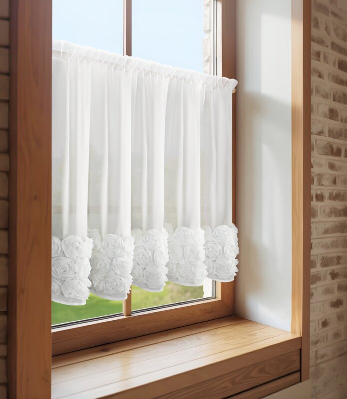 Zasłona gotowa Eva Minge biała 150 x 70 cm – doda uroku kuchni