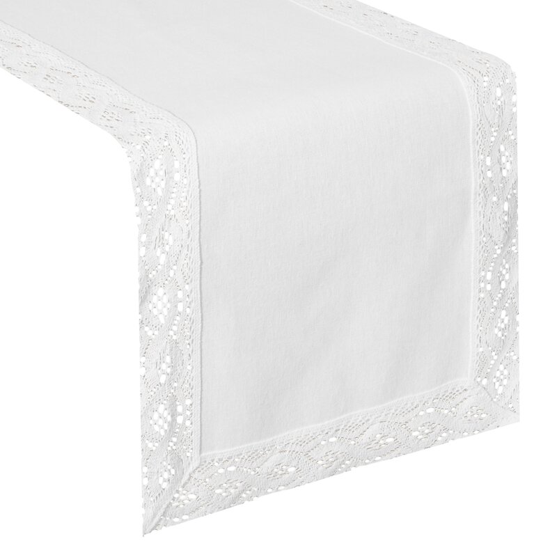 Obrus haftowany Susan biały 35 x 180 cm – doda uroku Twojemu stołowi