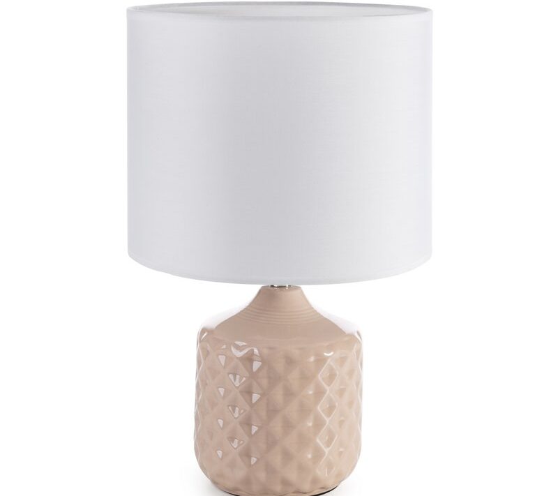 Lampa stołowa ceramiczna biała O 28 x 44 cm – rozświetla wnętrze