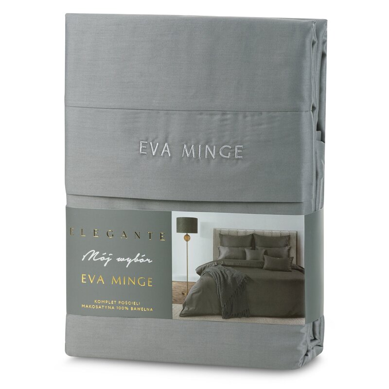 Pościel makosatynowa Eva Minge Elegant1C stalowa 160 X 200 cm – miękka i gładka